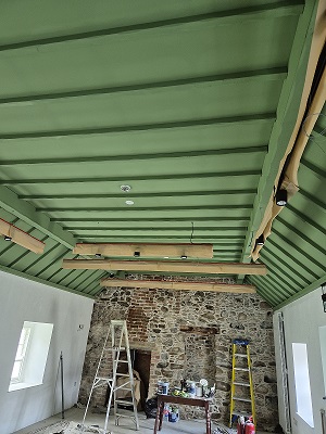 Finished ceiling and light fixtures in Block 1